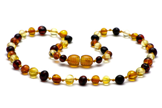 Premium Amber Teething Necklace & Bracelet for Babies / Polished / Multicolour / Extra Safe & Authentic / MLT.P-BRQ