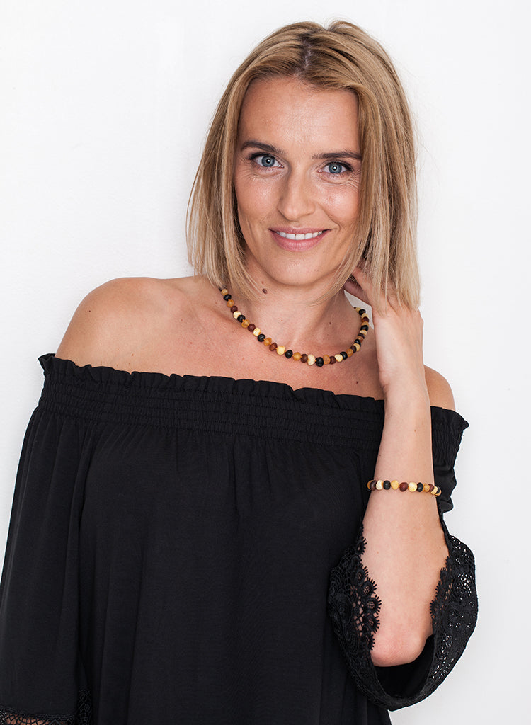 AMBER NECKLACE & BRACELET MULTI RAW BEADS