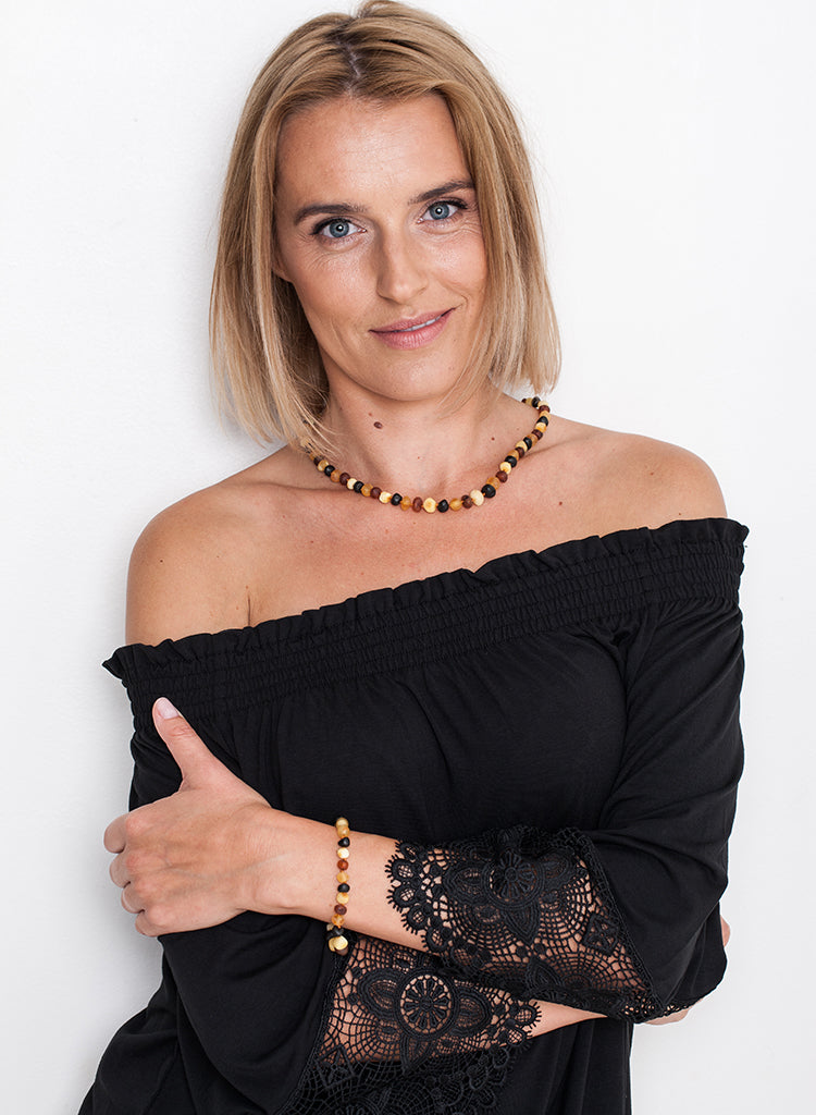 AMBER NECKLACE & BRACELET MULTI RAW BEADS