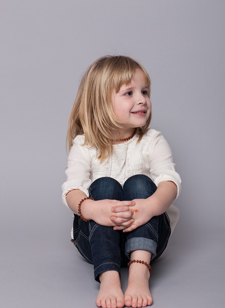 BALTIC AMBER TEETHING NECKLACE & BRACELET FOR CHILDREN / COGNAC COLOUR / RAW UNPOLISHED / EXTRA SAFE & EFFECTIVE / DCGN.U-BRQ - Baltic Secret