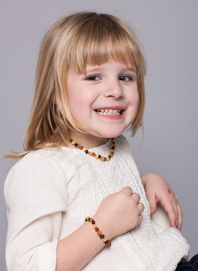 Baltic Amber Teething Necklace & Bracelet For Children / Multicolour / Raw Unpolished / Extra Safe & Effective / MLT.U.BRQ - Baltic Secret