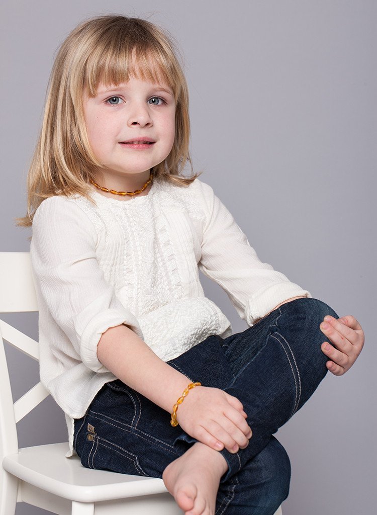 Premium Polished Baltic Amber Necklace & Bracelet For Children / Extra Safe / HNY.P.BN - Baltic Secret