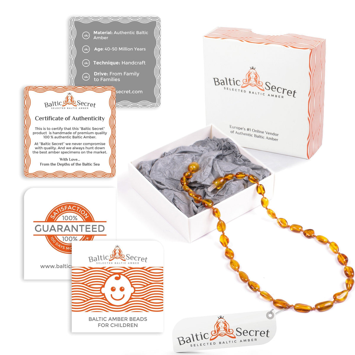 Premium Polished Baltic Amber Necklace & Bracelet For Children / Extra Safe / HNY.P.BN - Baltic Secret