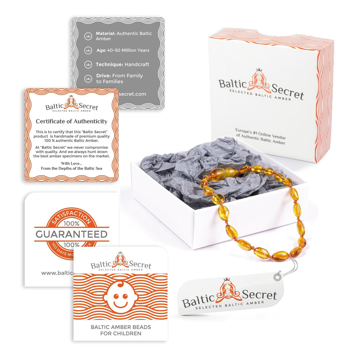 Premium Polished Baltic Amber Necklace & Bracelet For Children / Extra Safe / HNY.P.BN - Baltic Secret