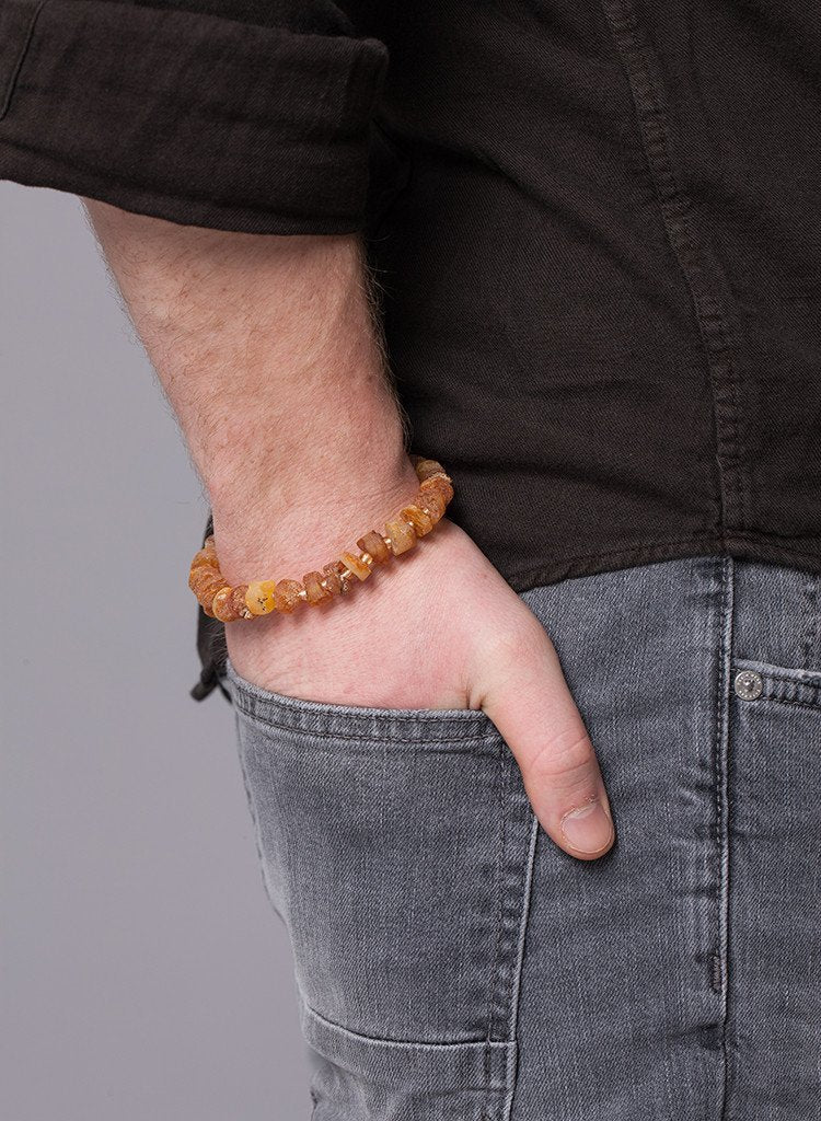 RAW AMBER NECKLACE & BRACELET FOR HIM - A TOUCH OF A HARMONY - Baltic Secret