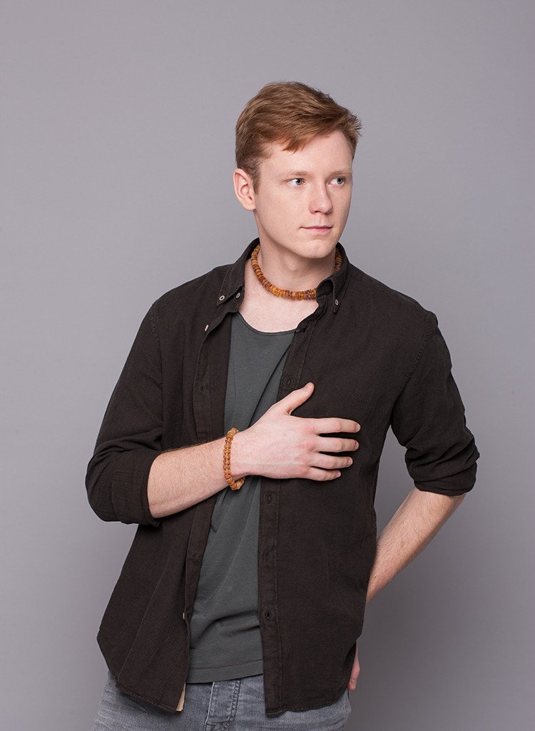 RAW AMBER NECKLACE & BRACELET FOR HIM - A TOUCH OF A HARMONY - Baltic Secret