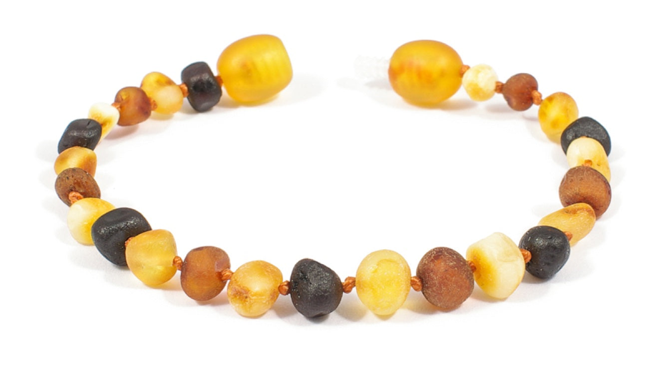 Baltic Amber Teething Necklace & Bracelet For Children / Multicolour / Raw Unpolished / Extra Effective
