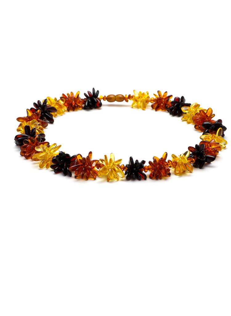 AMBER NECKLACE WITH FLORAL DESIGN - UNIQUE & STYLISH