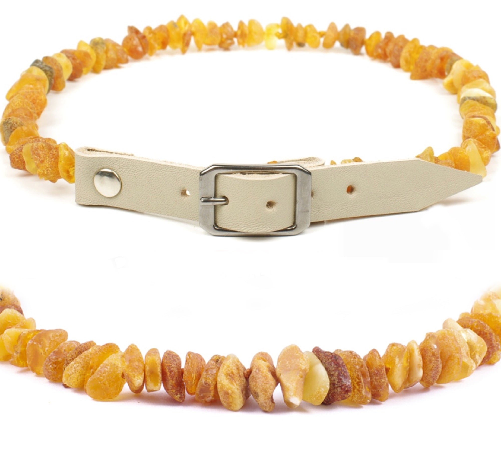 Graues Leder Bernstein Halsband für Hunde & Katzen