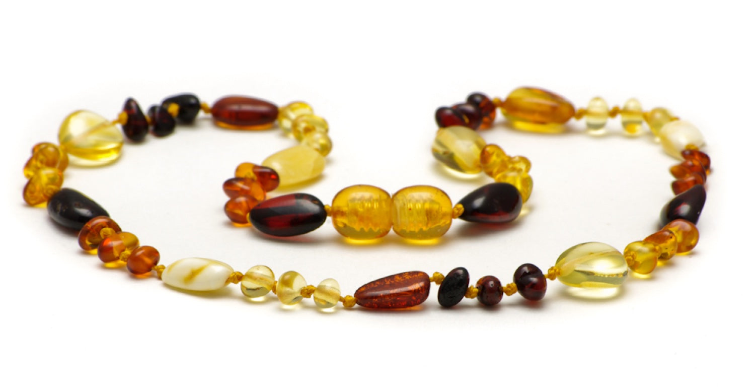 PREMIUM BALTIC AMBER TEETHING Necklace & Bracelet for CHILDREN / POLISHED CHERRY COLOR