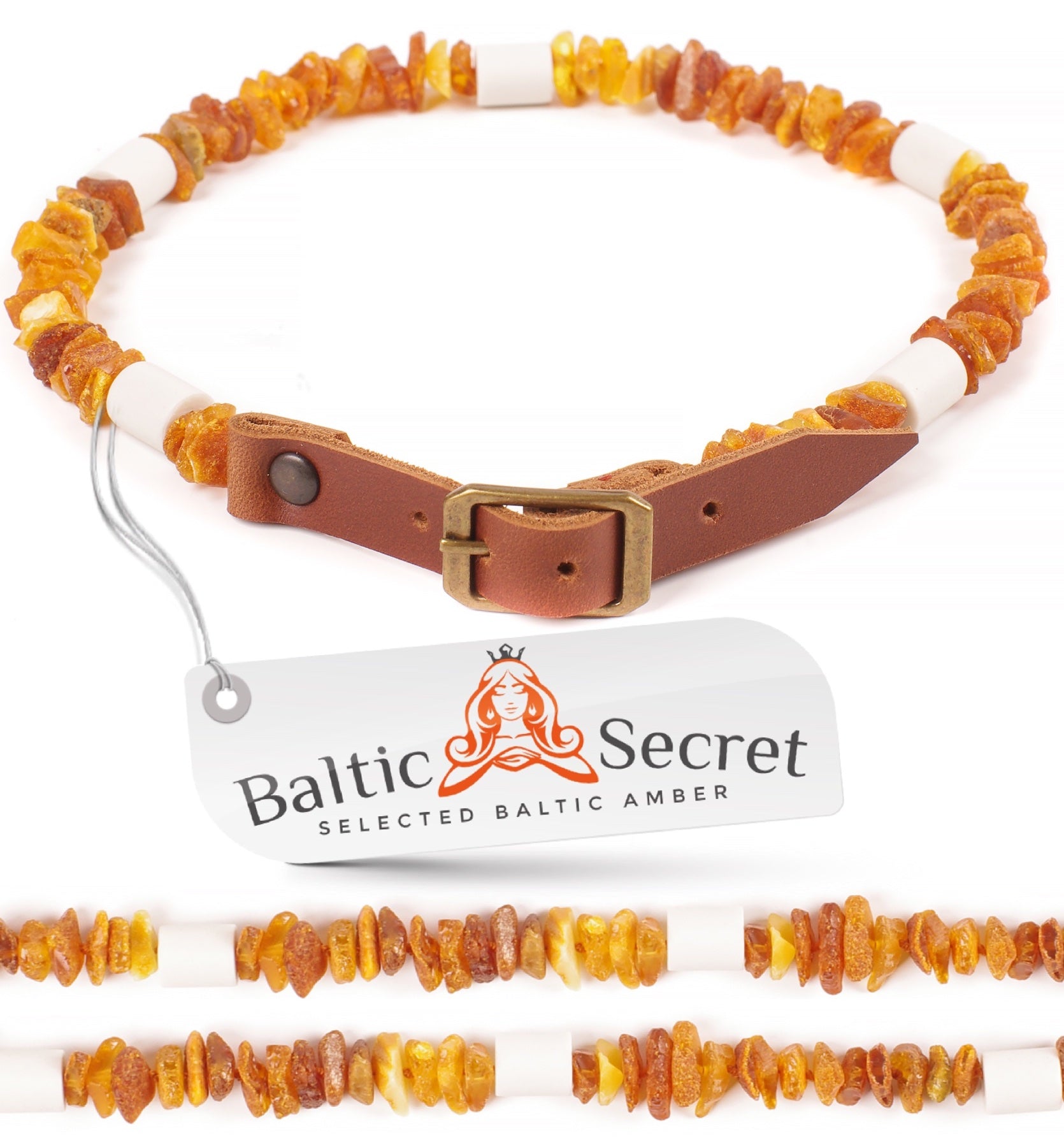 Amber Collars for Dogs & Cats with EM Ceramic and Leather Belt