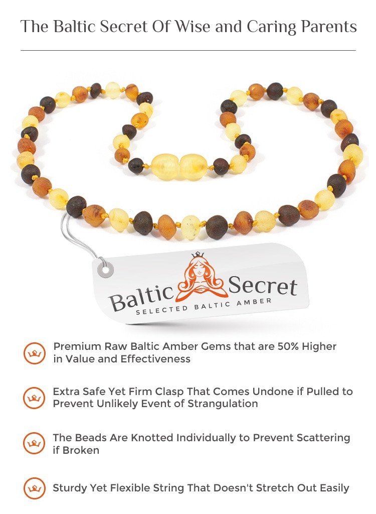 Baltic Amber Teething Necklace & Bracelet For Children / Multicolour / Raw Unpolished / Extra Safe & Effective / MLT.U.BRQ - Baltic Secret