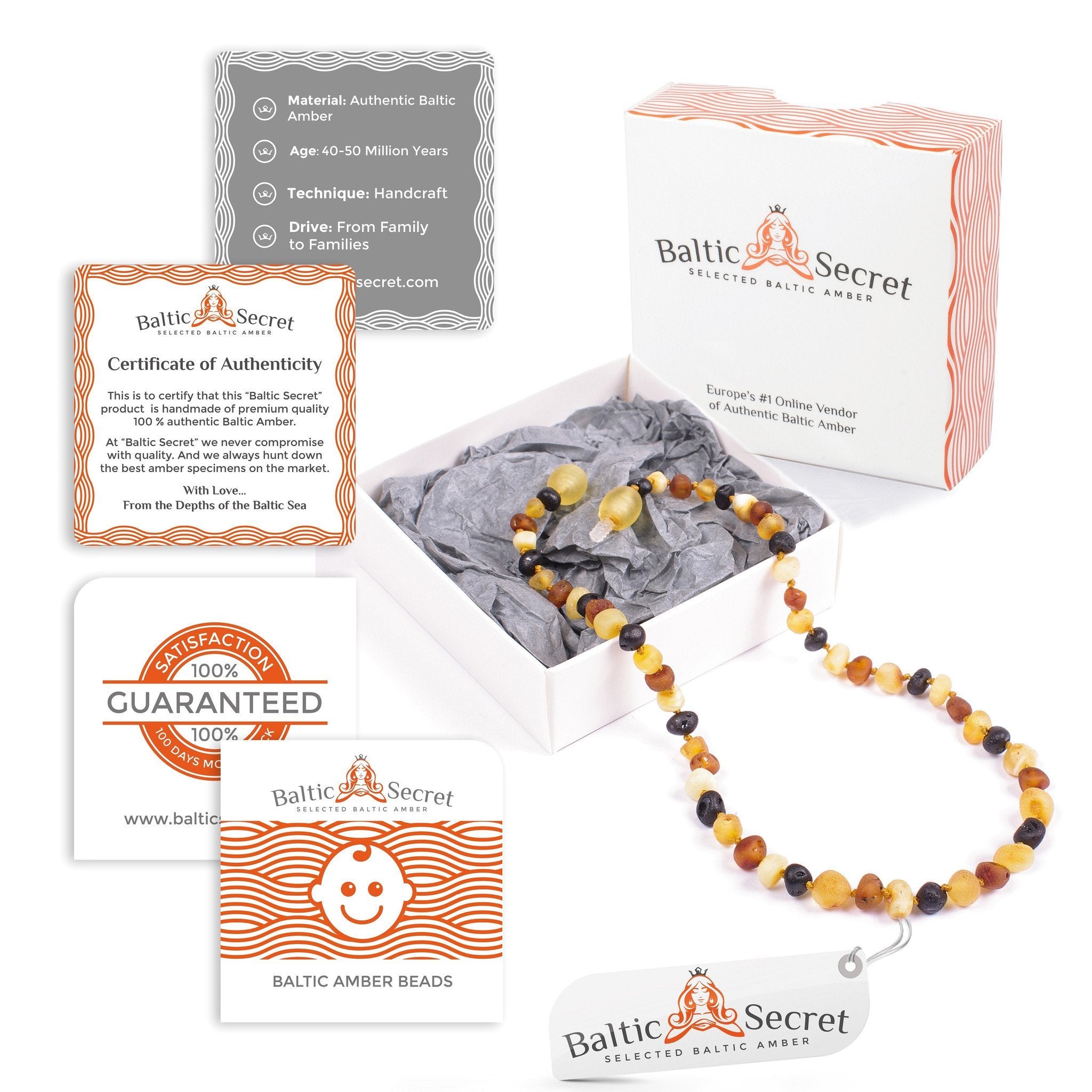 Baltic Amber Teething Necklace & Bracelet For Children / Multicolour / Raw Unpolished / Extra Safe & Effective / MLT.U.BRQ - Baltic Secret