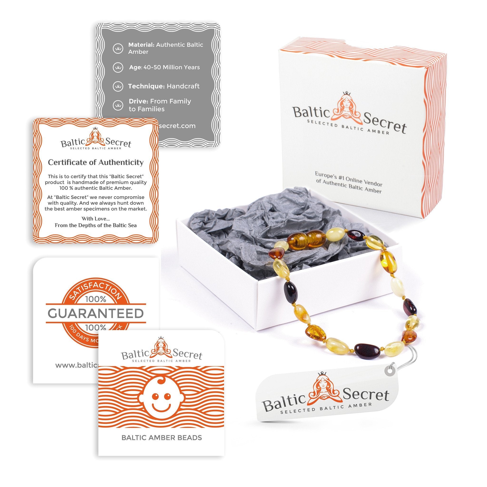 Premium Baltic Amber Necklace & Bracelet For Children / Extra Safe / MLT.P.BN - Baltic Secret