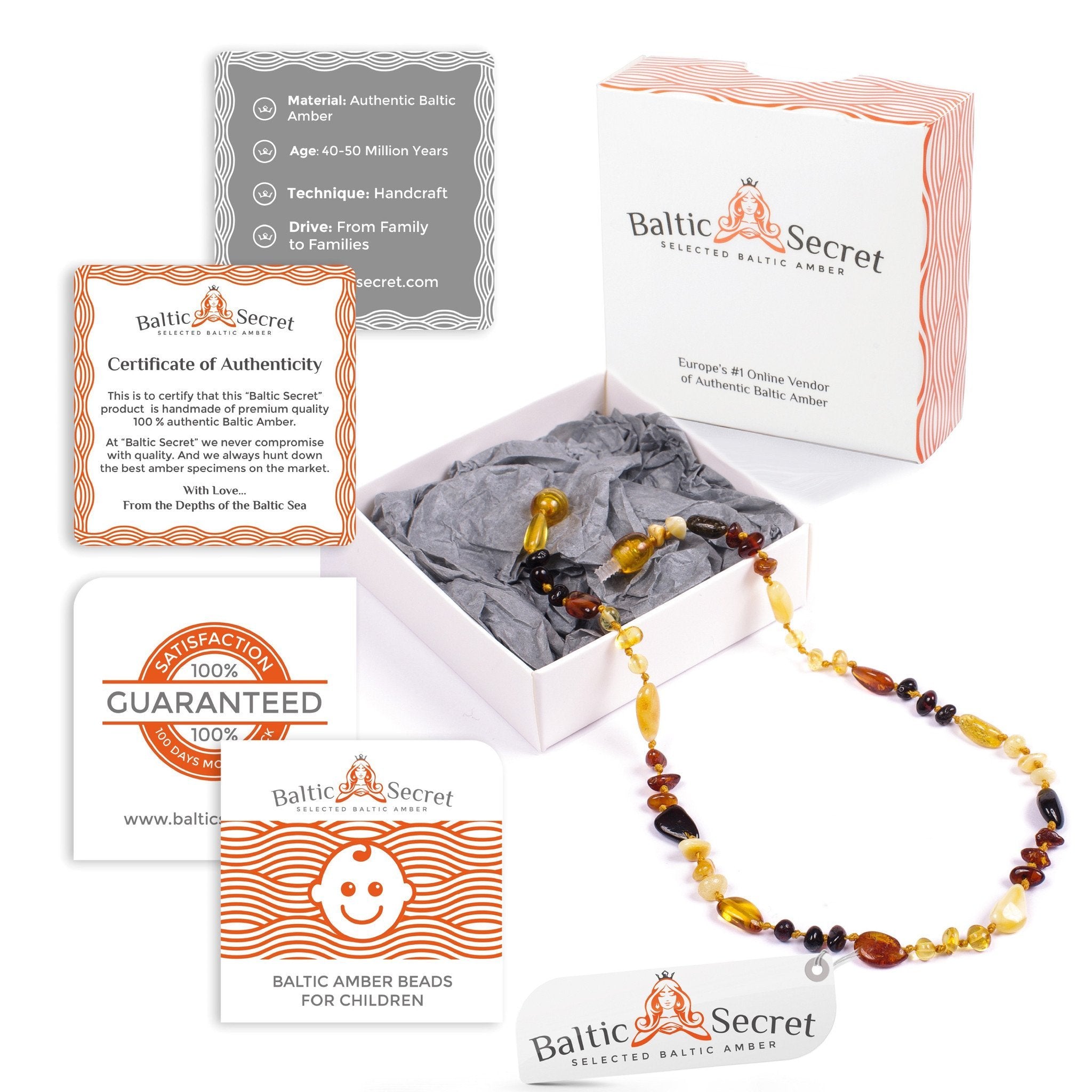 Premium Baltic Amber Necklace & Bracelet For Children / Extra Safe / MLT.P.MIX - Baltic Secret