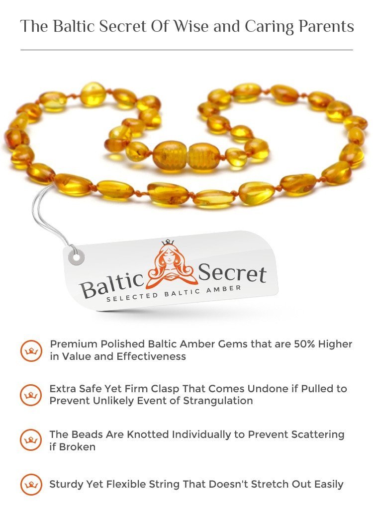 Premium Polished Baltic Amber Necklace & Bracelet For Children / Extra Safe / HNY.P.BN - Baltic Secret