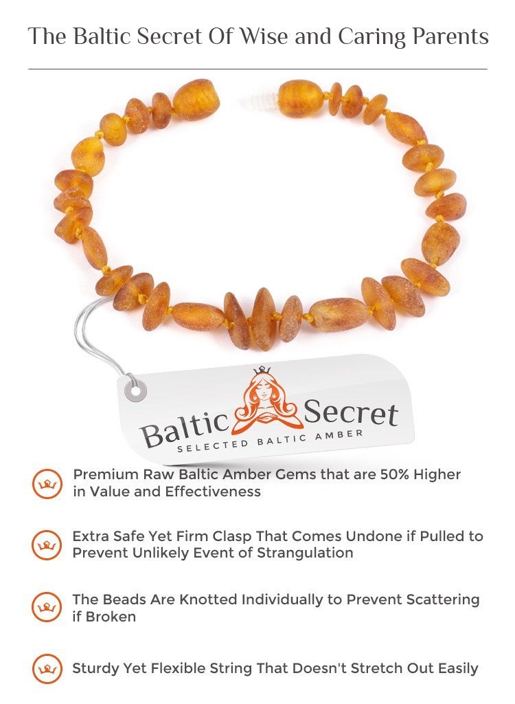 Premium Raw Baltic Amber Necklace & Bracelet For Children / Extra Safe - Baltic Secret
